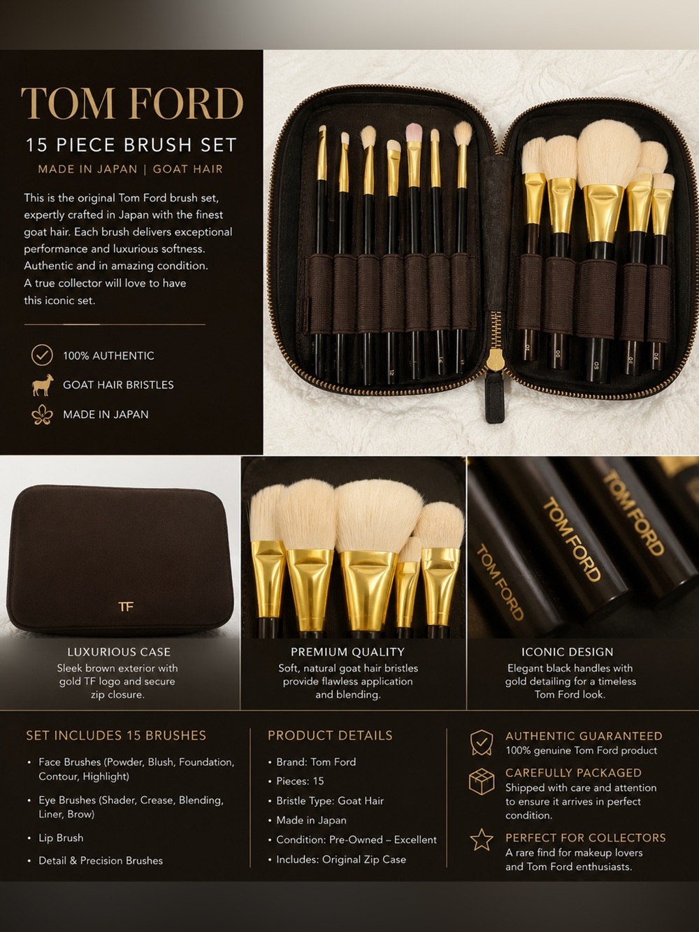 ✨ RARE Original Tom Ford Beauty Makeup Brush Collection – Made in Japan ✨